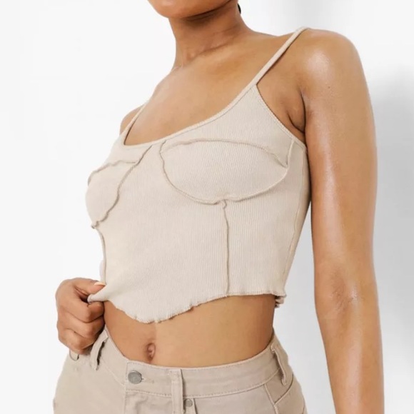 Boohoo Corset Detail Rib Crop Top - Picture 2 of 2